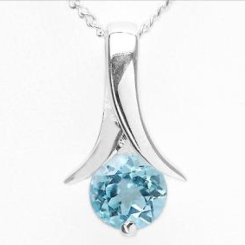 1.10 CTW Swiss Blue Topaz Sterling Silver 18 Inch Designer Necklace